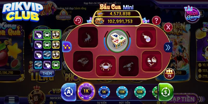 Bầu cua Rik vip - Tựa game bài đổi thưởng hot nhất